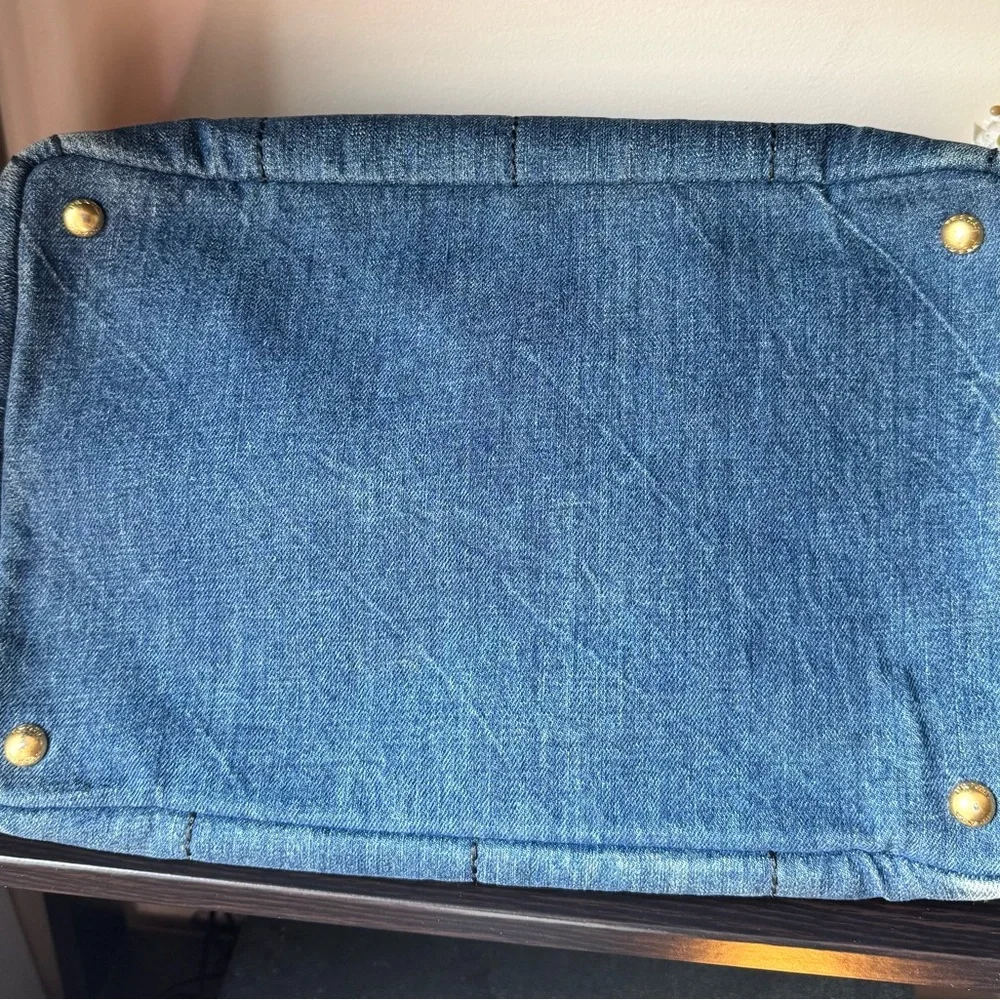 PRADA Medium Canapa Blue Denim Tote Bag - Picture 3 of 12